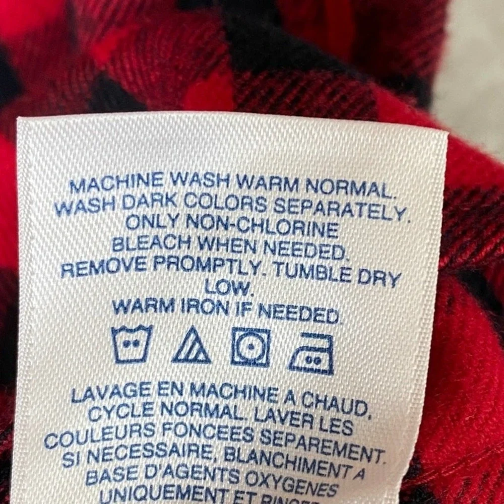 Lands End Flannel Shirt Mens L Red Black Buffalo Plaid 100% Cotton Tailored Fit